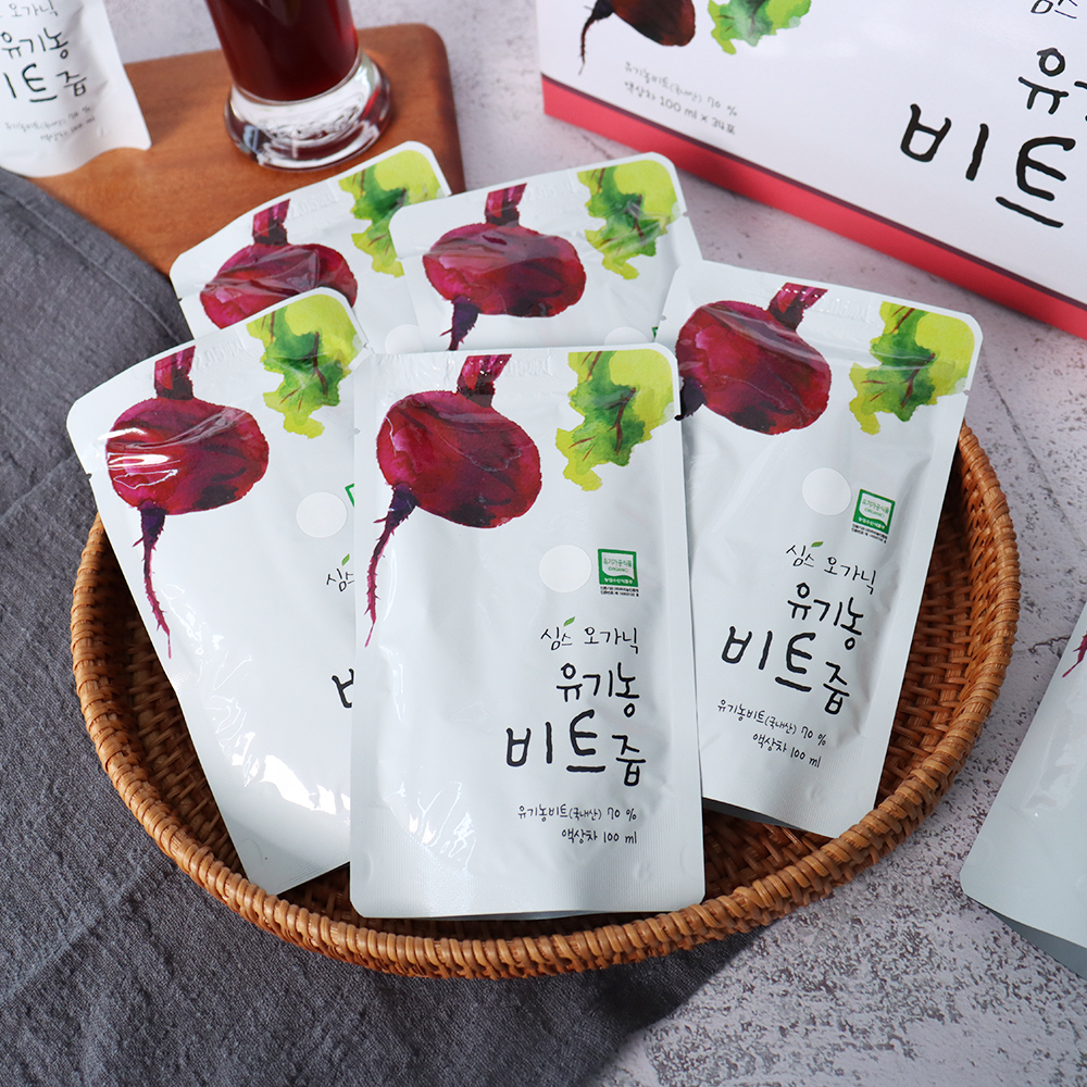 (심스오가닉) 유기농 비트즙 100ml 100포 실속형 착즙 쥬스