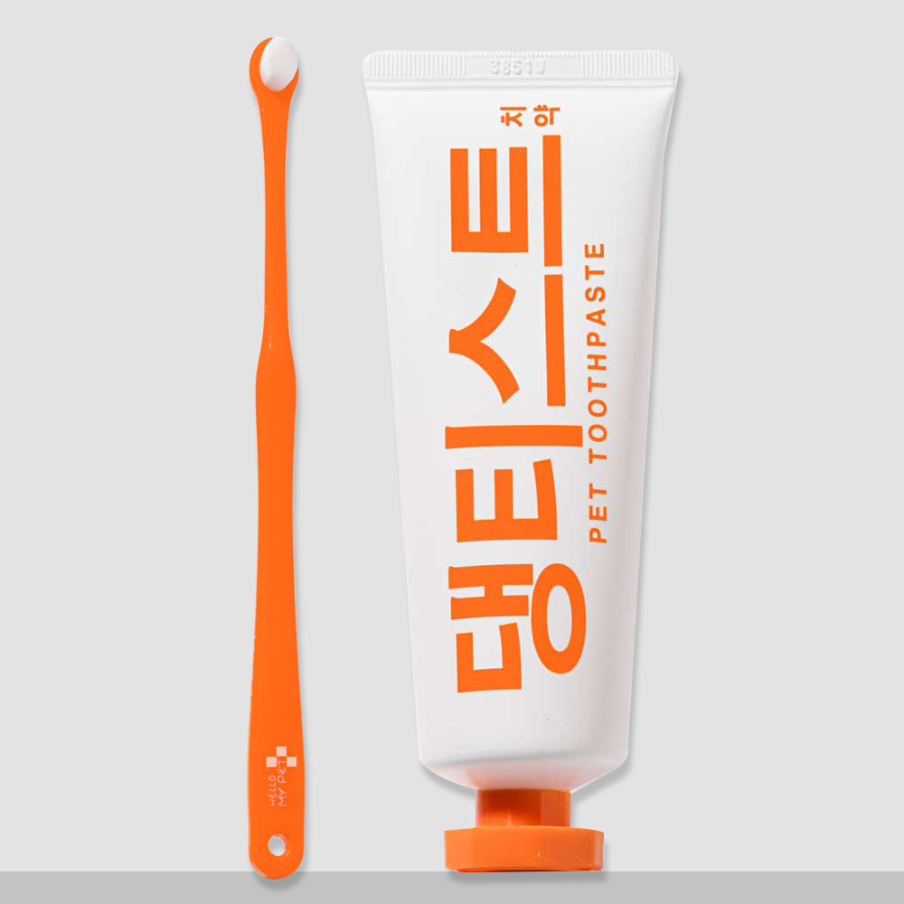 헬로마이펫 강아지 치약 칫솔 세트 미세모 구취제거