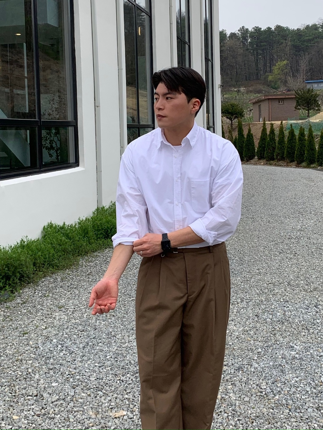 남자 세미와이드슬랙스 벨크로팬츠 플리츠팬츠 통바지 - 상세 이미지 2