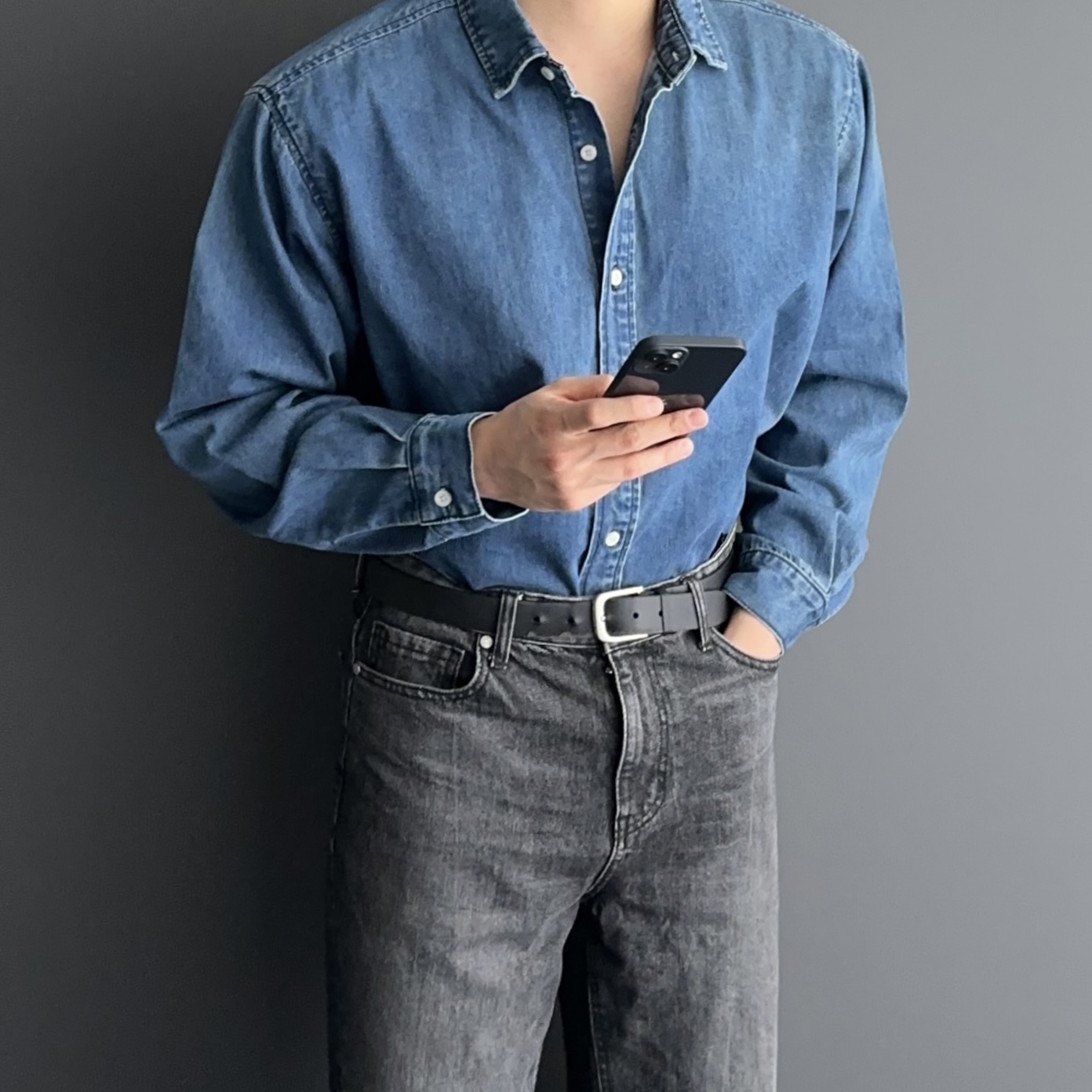 남자청남방 남자오버핏청남방 남성중청셔츠 - 상품 이미지