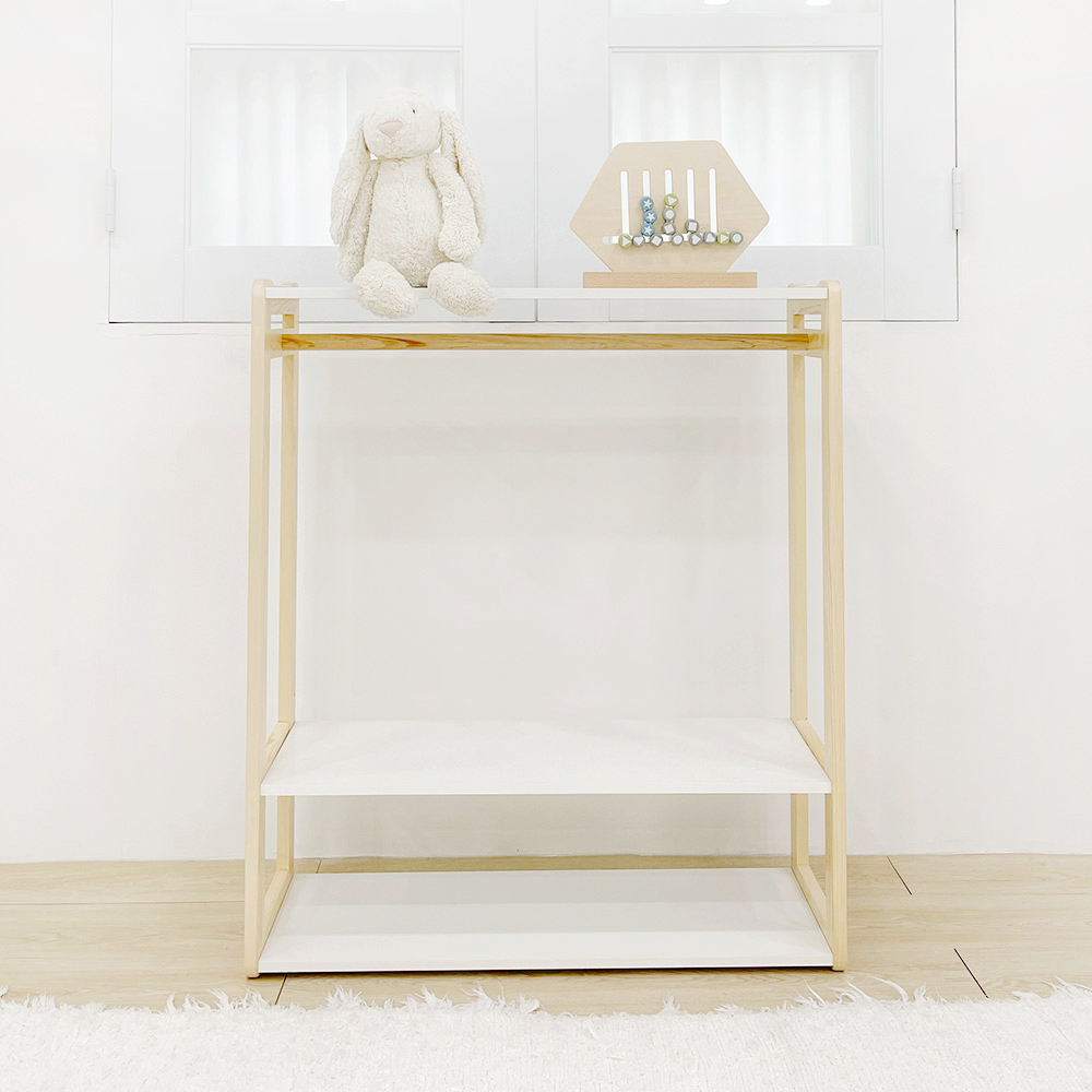 심플룸 선반형 유아 아기 행거 어린이 키즈 아기옷 아이방 아동 원목