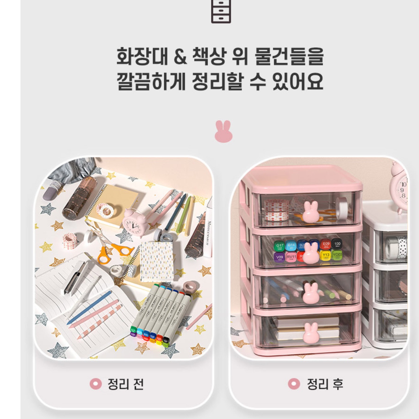 책상수납정리함 3단 서랍형수납함 약통정리함 티백보관함 - 상세 이미지 2