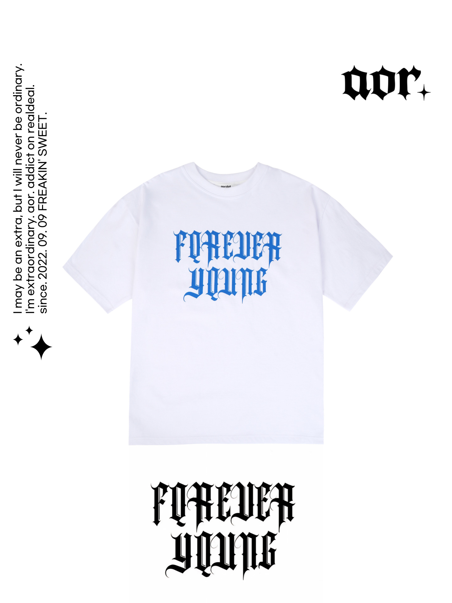 aor. X G FOREVER YOUNG 반팔티 3COLOR 빅사이즈 상의 오버핏 에이오알닷 - 상세 이미지 3