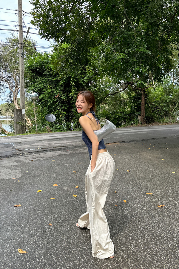 바스락 와이드 밴딩팬츠 - 상세 이미지 5