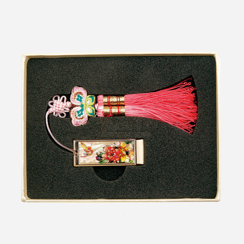 USB 자개 매듭 16G-목단나비 백 한국전통선물 - 메인 이미지