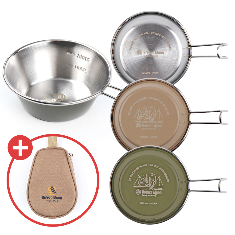 브리즈문 스텐 304 캠핑 시에라 컵 300ml 4개 세트 등산용 휴대용 연마제 세척