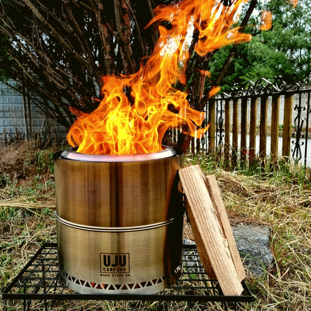 우주캠핑 우드스토브 36 이중연소 화로대 캠핑 불멍 대형 화로