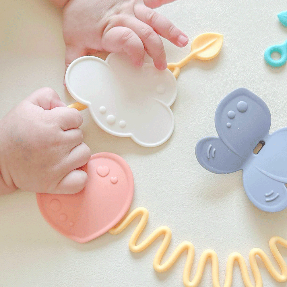 꼬꼬노리 쿠비 치발기 이파리스트랩 4종 아기선물세트 실리콘 국산