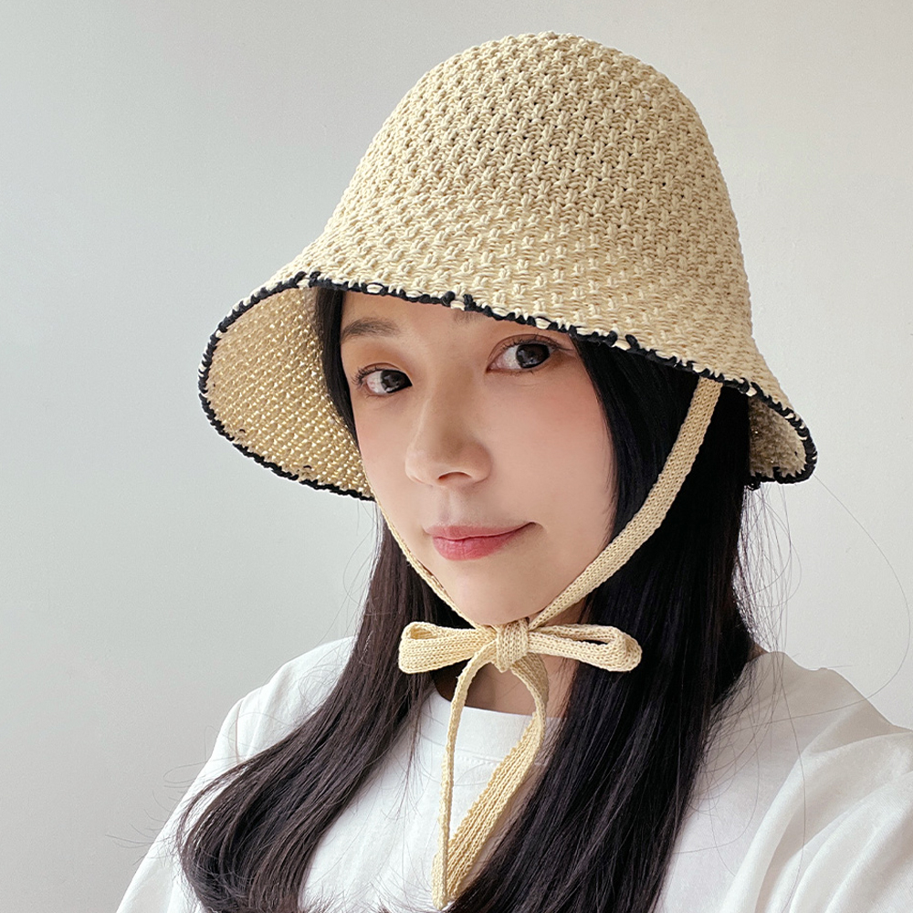 동대문모자 스티치 니트 보넷 벙거지 여름 여성 버킷햇 - 상품 이미지