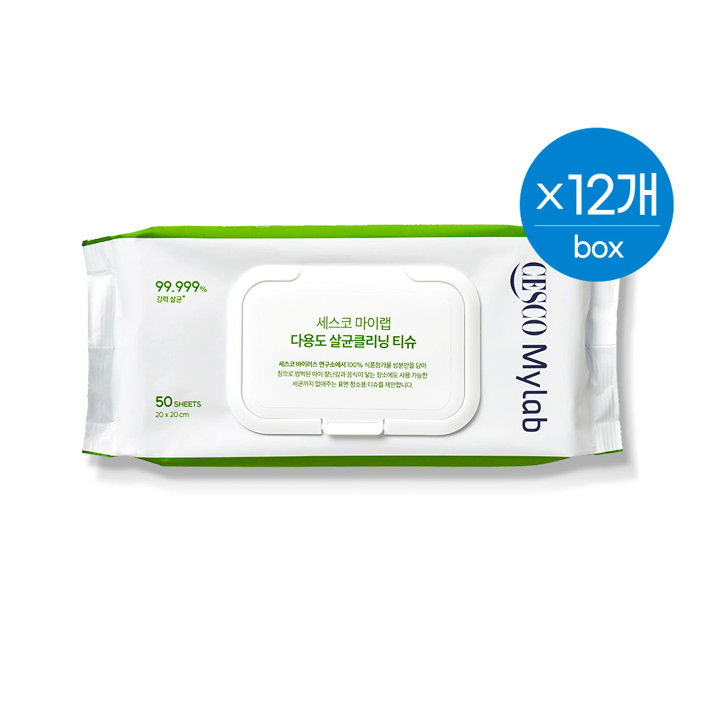세스코 마이랩 다용도 살균 클리닝 티슈 50매, 12팩