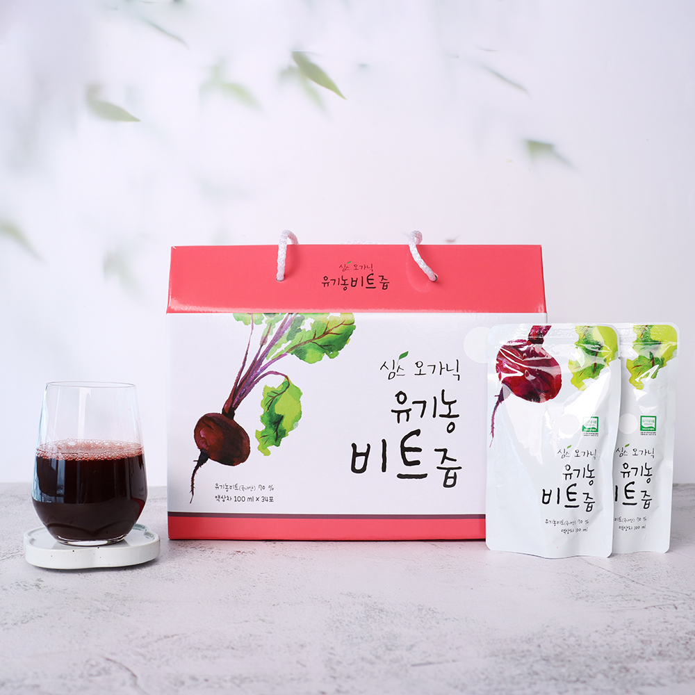 (심스오가닉) 유기농 비트즙 100ml 34포 국내산 비트 엑기스