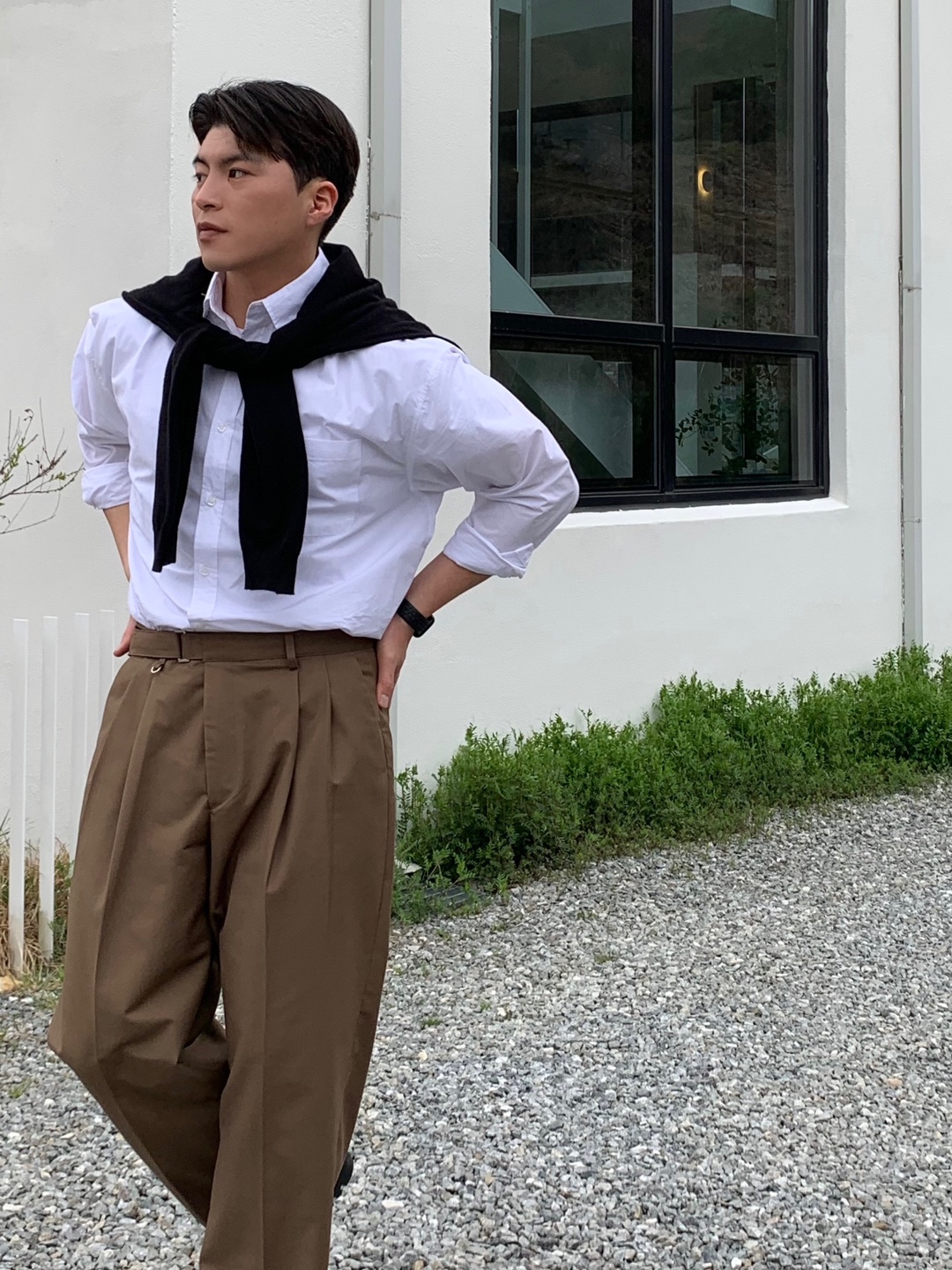 남자 세미와이드슬랙스 벨크로팬츠 플리츠팬츠 통바지 - 상세 이미지 3