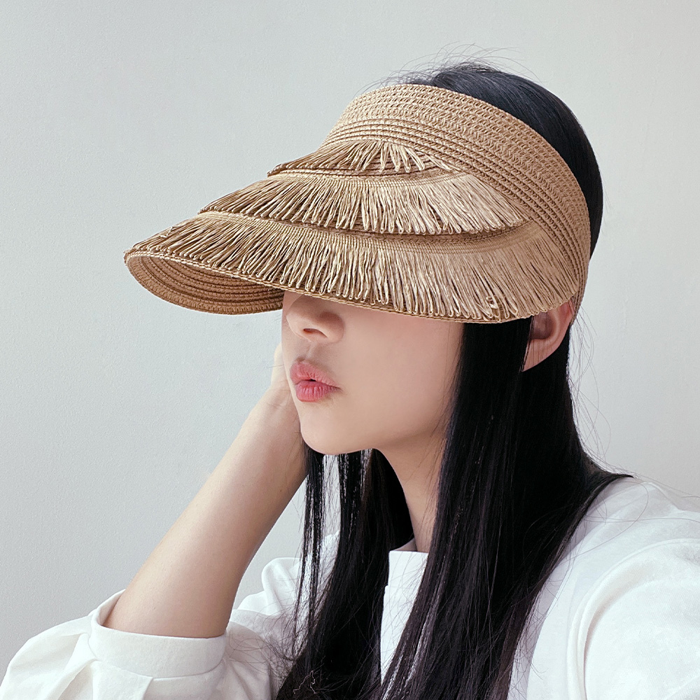 동대문모자 라탄 태슬 썬캡 밀짚 바이저 햇빛차단 모자 이미지 6