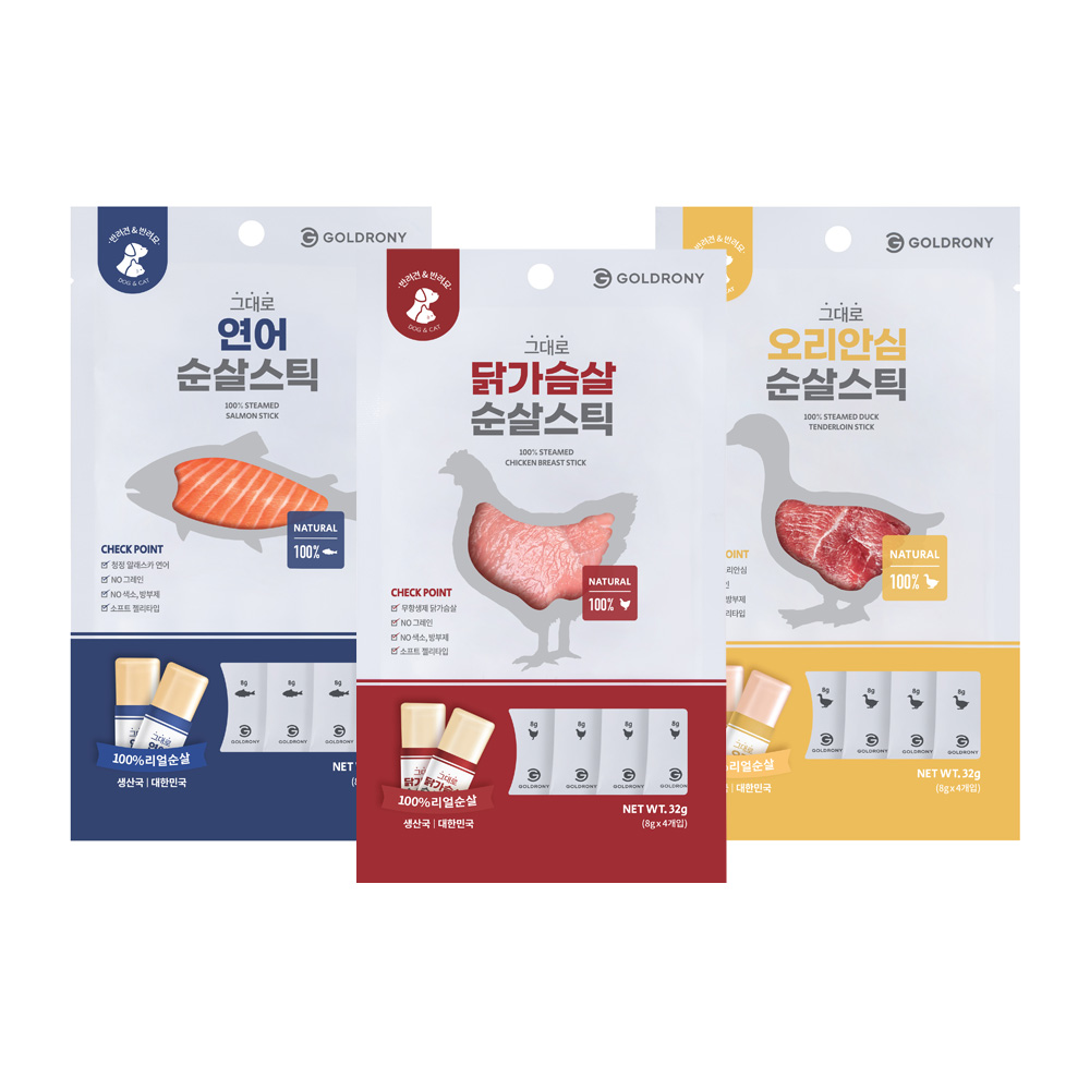 골드로니 그대로 순살스틱 강아지 애견 수제 츄르 반려견 펫푸드 간식 연어, 8g, 60개 - 상세 이미지 2
