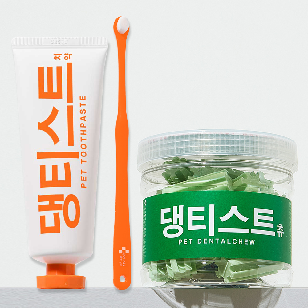 헬로마이펫 강아지치약칫솔 덴탈껌 애견 잇몸염증 치석제거 구강 SET