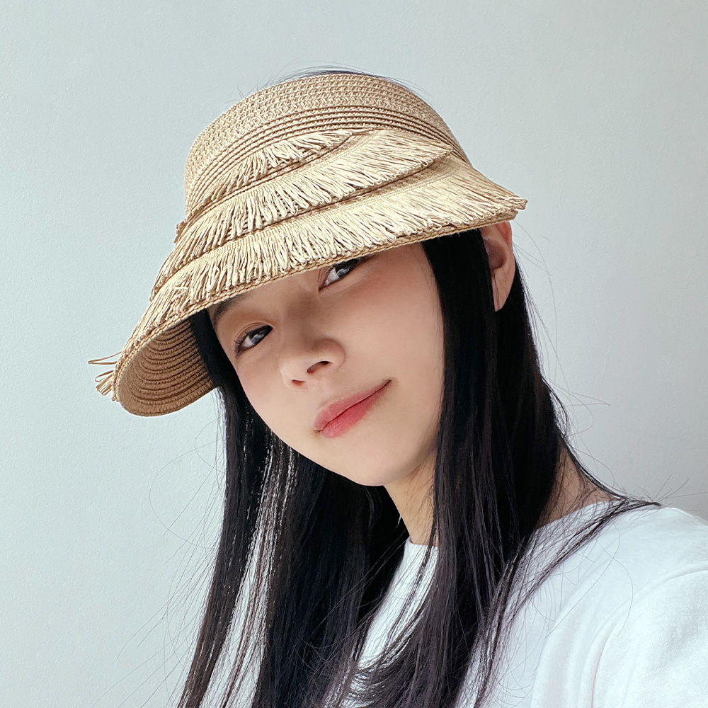 동대문모자 라탄 태슬 썬캡 밀짚 바이저 햇빛차단 모자 이미지 8