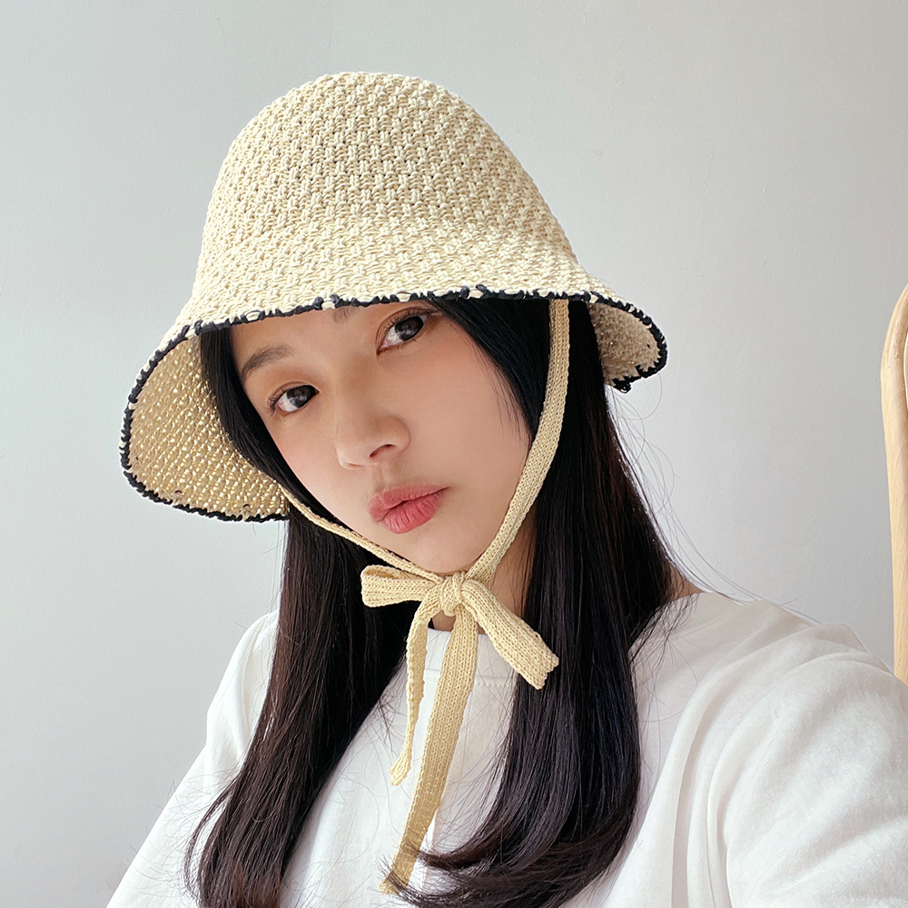 동대문모자 스티치 니트 보넷 벙거지 여름 여성 버킷햇 - 상세 이미지 3