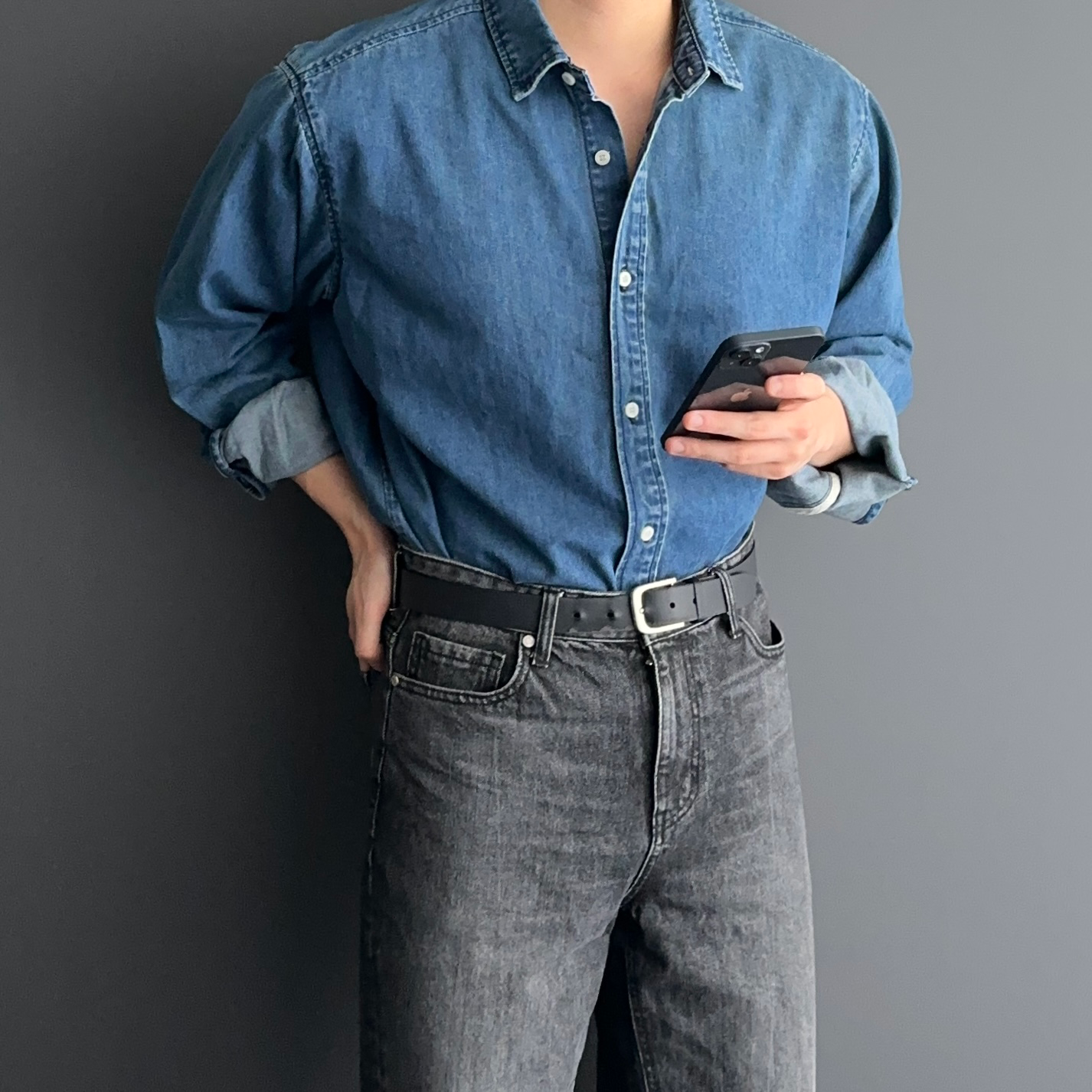 1+1 남자청남방 남성오버핏청남방 - 상세 이미지 4