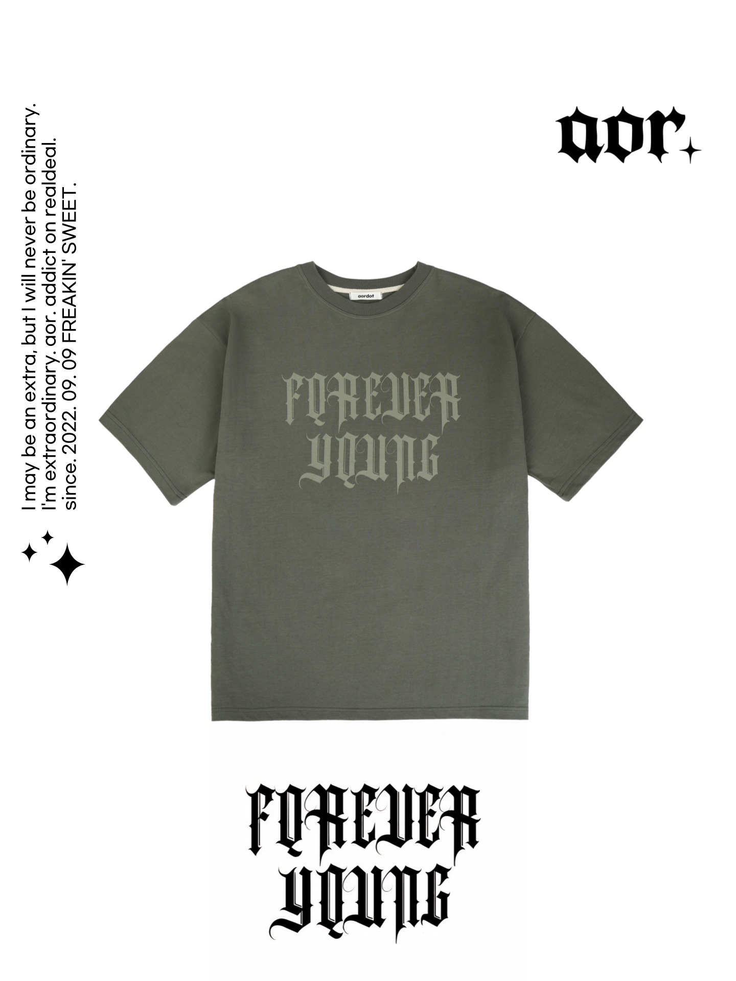 aor. X G FOREVER YOUNG 반팔티 3COLOR 빅사이즈 상의 오버핏 에이오알닷 - 상세 이미지 2