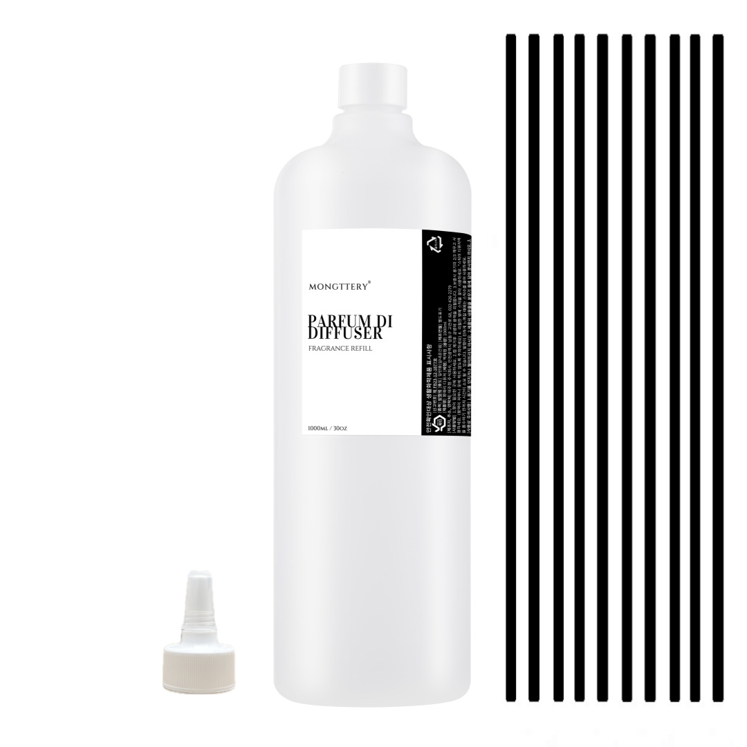 몽때리 데일리 디퓨저 리필액 1L+섬유스틱 10개 실내 디퓨져 방향제 화장실 대용량
