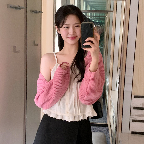 (포인트나시♥끈조절O) 요플레 리본 나시 블라우스 bs7855 - 상품 이미지
