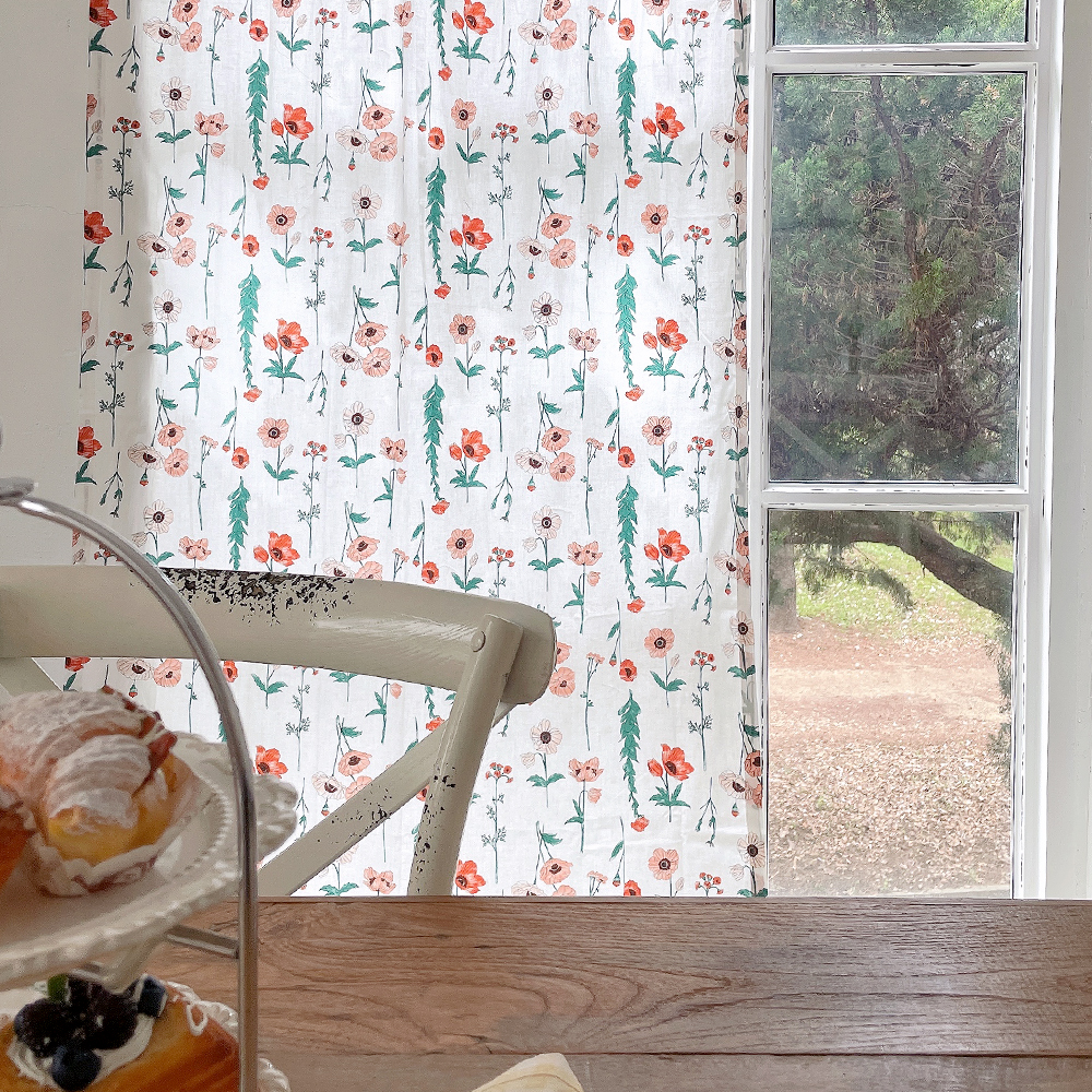 바이아미 로엠 꽃무늬 빈티지 레트로 플라워 커튼 맞춤제작