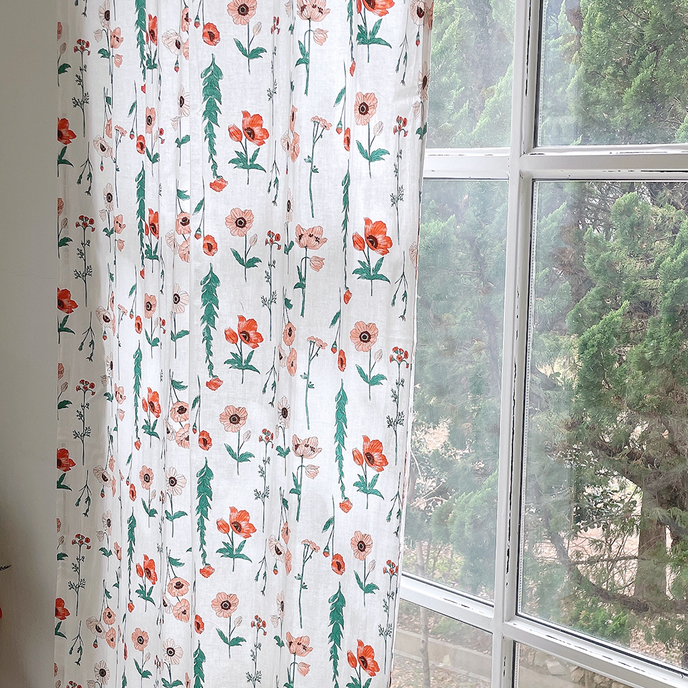 로엠 꽃무늬 빈티지 레트로 플라워커튼 맞춤제작