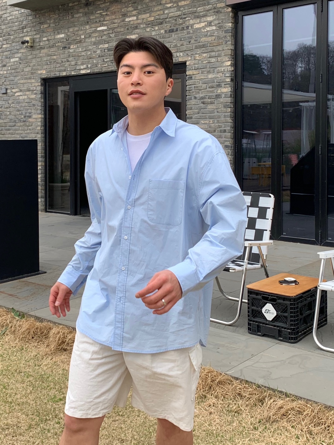 남자소라색셔츠 파스텔 옥스퍼드셔츠 면남방 - 상세 이미지 3