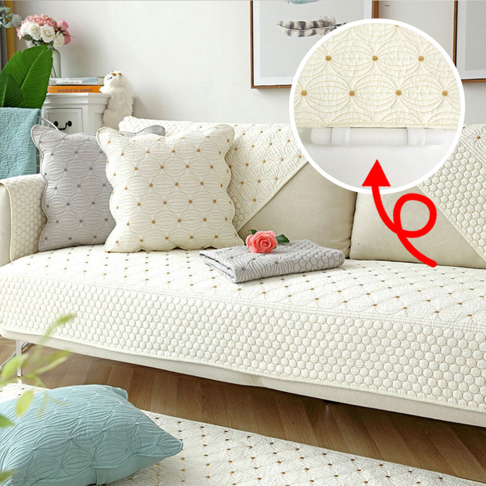 쇼파패드 넓은 돌 흙 소파 매트 토퍼 순면 커버 덮개 깔개 사계절 화이트 70x150