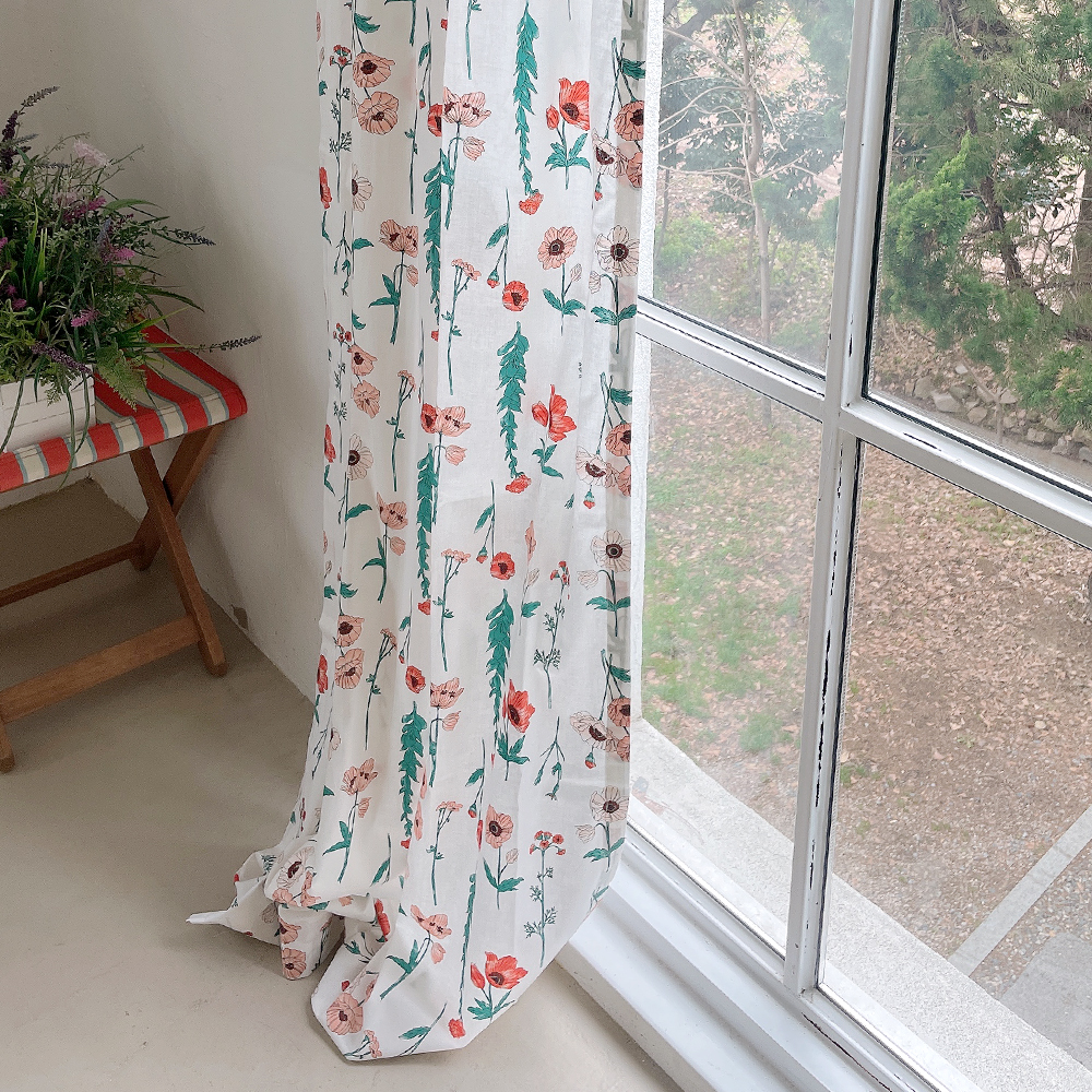 바이아미 로엠 꽃무늬 빈티지 레트로 플라워 커튼 맞춤제작