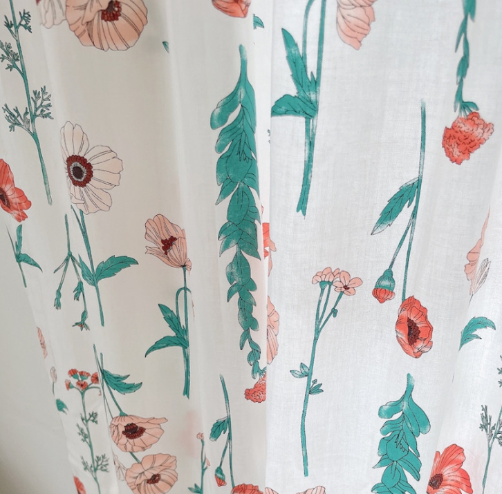 바이아미 로엠 꽃무늬 빈티지 레트로 플라워 커튼 맞춤제작