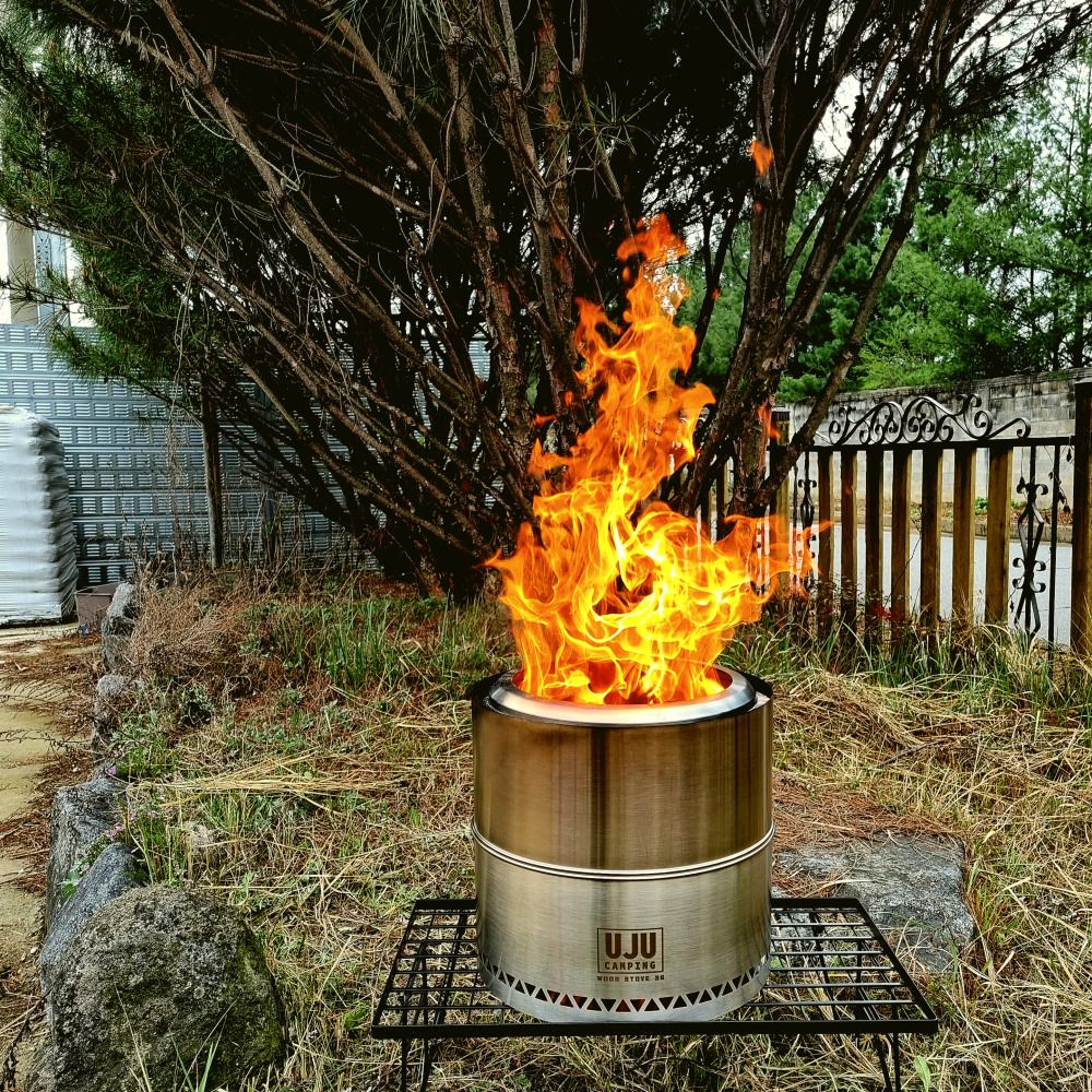 우주캠핑 우드스토브 36 이중연소 화로대 캠핑 불멍 대형 화로