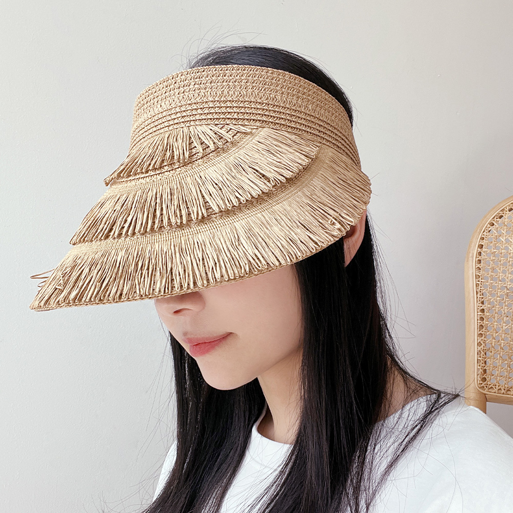 동대문모자 라탄 태슬 썬캡 밀짚 바이저 햇빛차단 모자 이미지 7