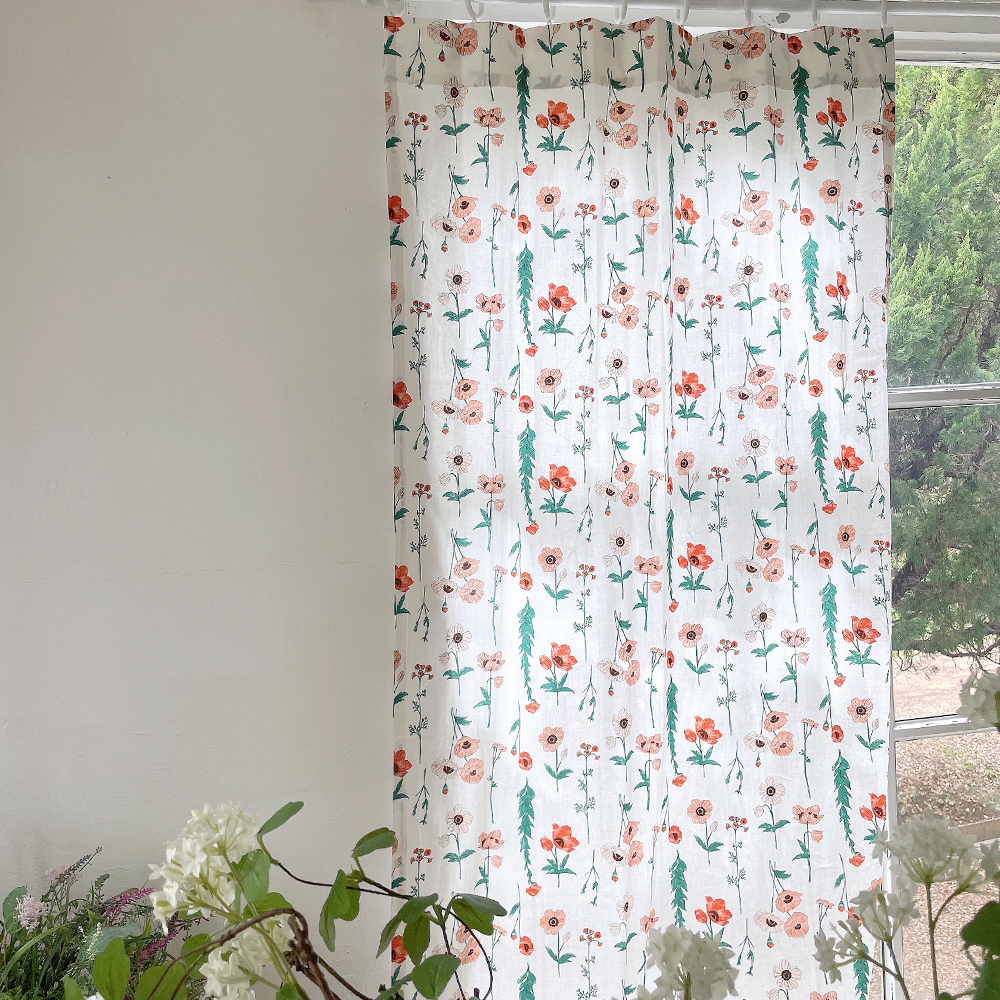 바이아미 로엠 꽃무늬 빈티지 레트로 플라워 커튼 맞춤제작