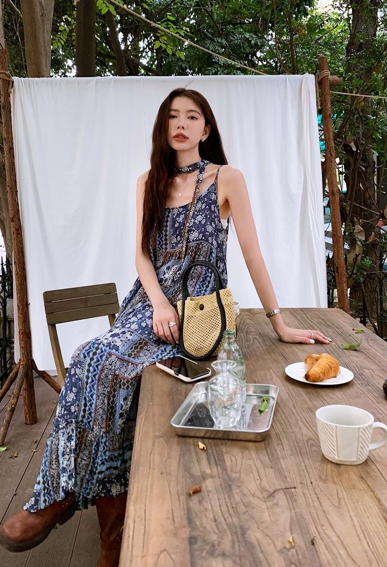 에스닉 플라워 패턴 루즈핏 나시 롱원피스 - 상세 이미지 3