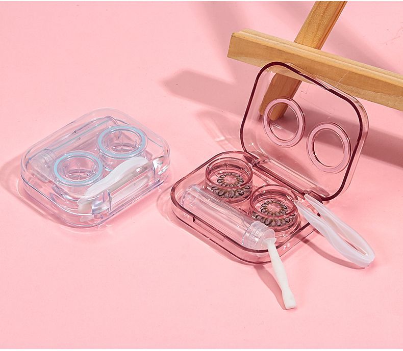 투명 하드렌즈 케이스 드림 소프트 컬러 콘택트 일체형 빼는도구 휴대용 여행용 렌즈통 세트
