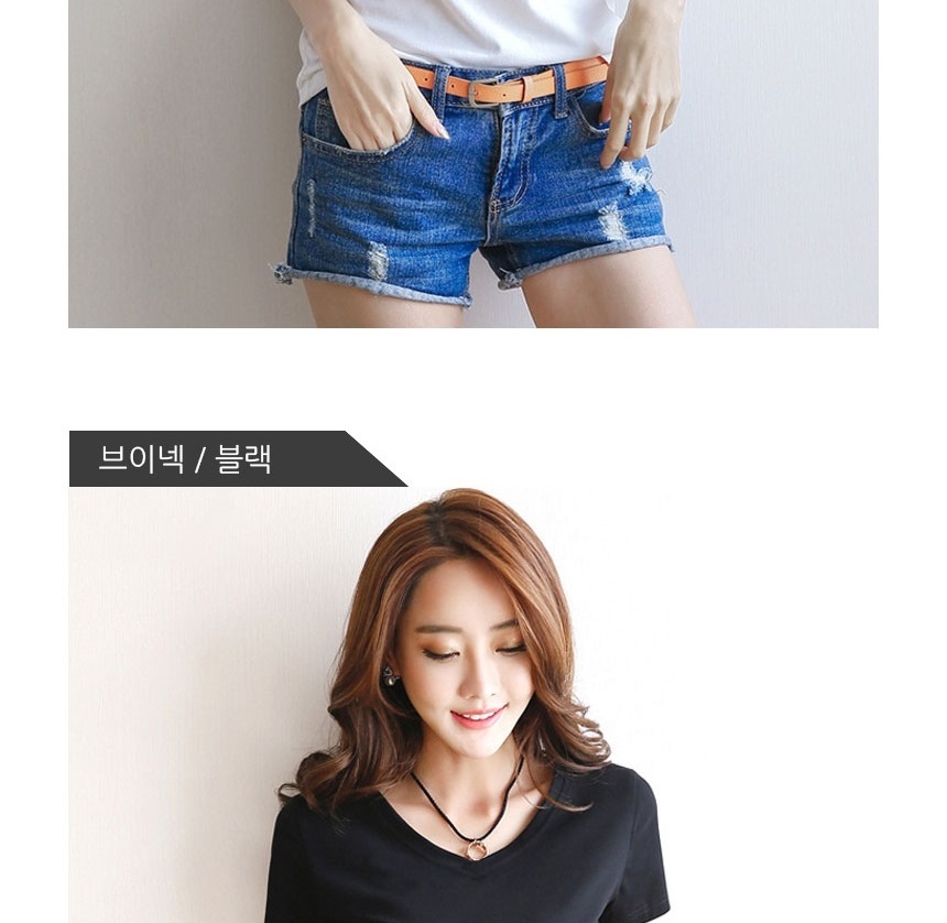 여성 기본 베이직 데일리 캐주얼 패션 반팔 반소매 티셔츠 이미지 8