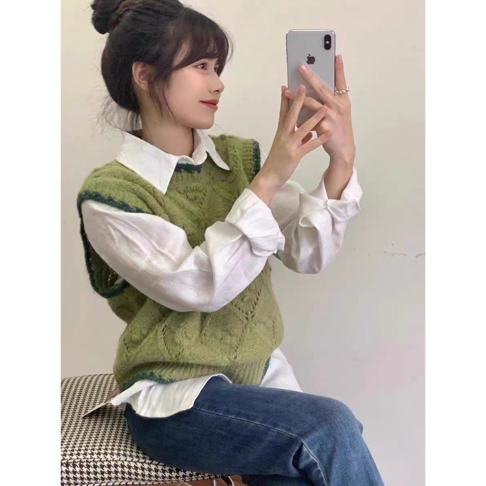 예능 벌거벗은세계사 루미코 니트조끼 스티치 베스트 레이어드 - 상세 이미지 3