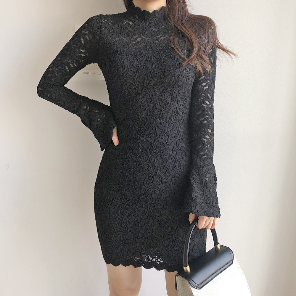 미니 원피스 섹시 슬림 시스루 레이스 원피스 핑크 블랙 하객 트윈룩 파티룩 브라이덜샤워 이미지 7