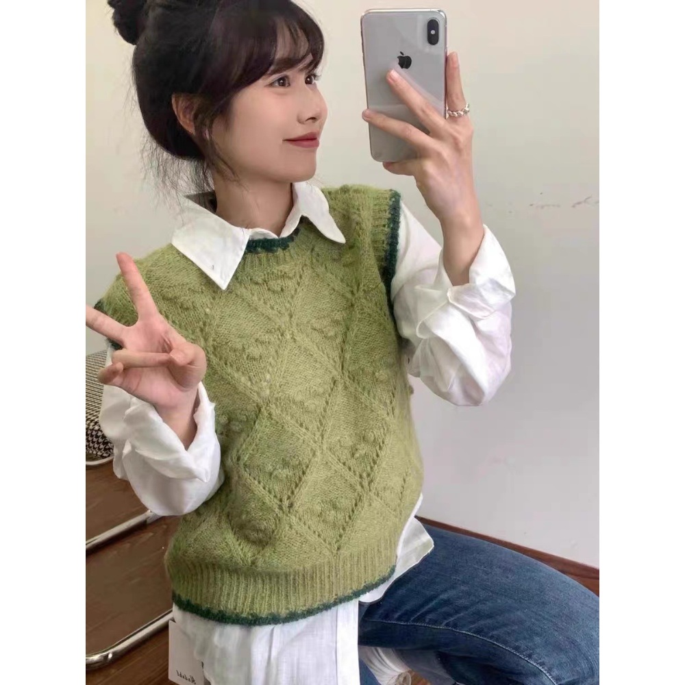예능 벌거벗은세계사 루미코 니트조끼 스티치 베스트 레이어드 - 상세 이미지 5