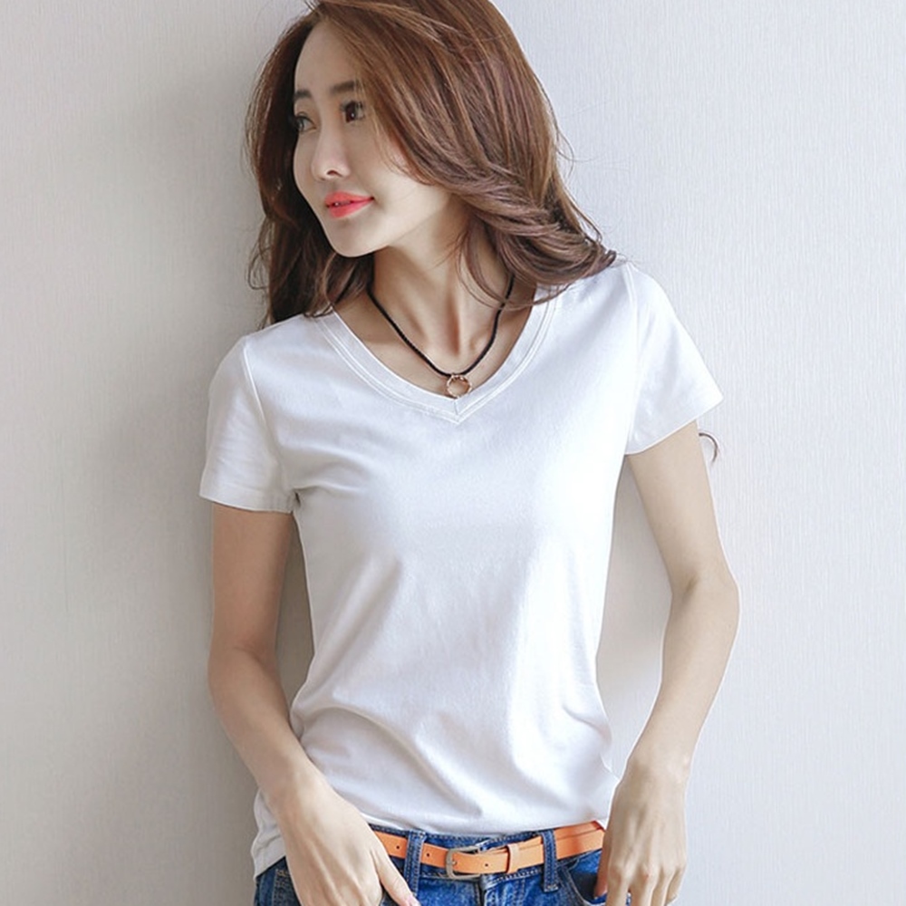 여성 기본 베이직 데일리 캐주얼 패션 반팔 반소매 티셔츠