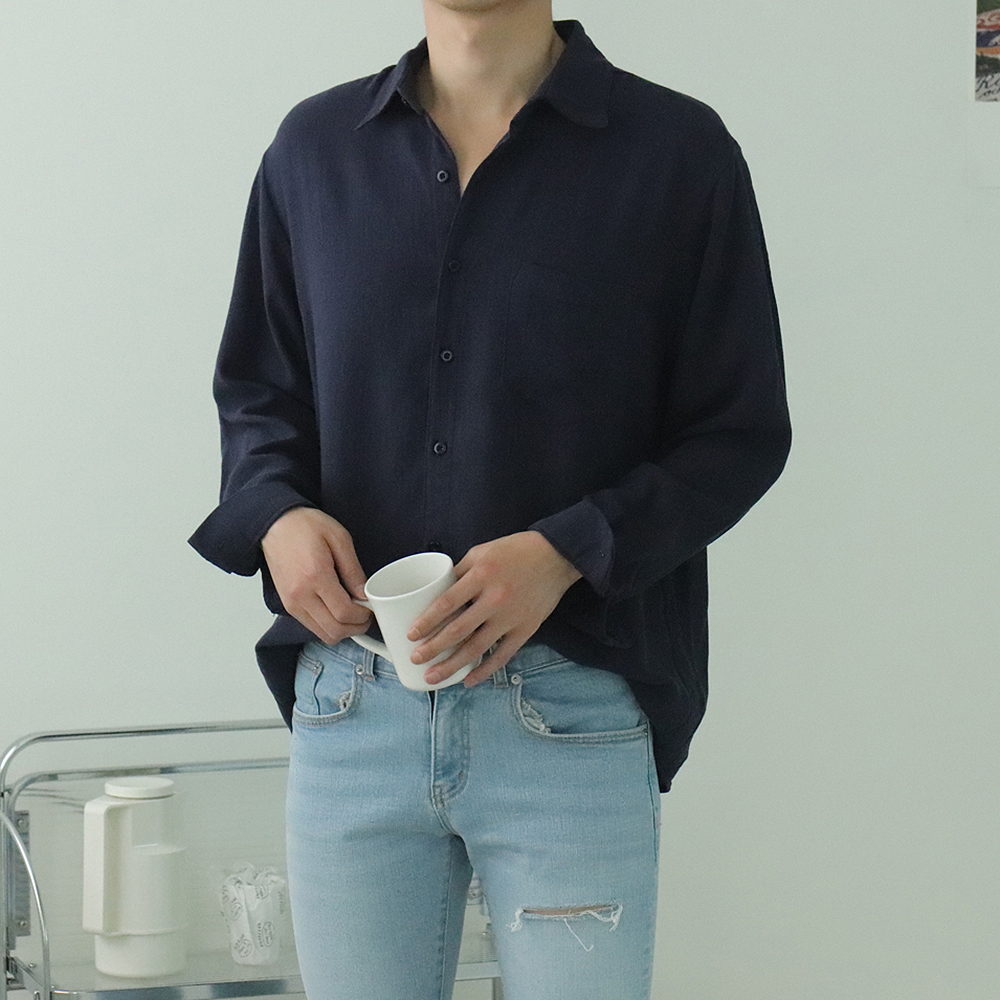 남자린넨셔츠 오버핏 여름 남자 남방 와이셔츠 - 상세 이미지 5