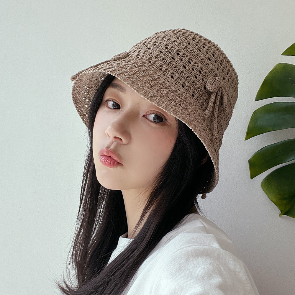 동대문모자 린넨 니트 펀칭 리본 벙거지 여성 여름 플로피햇 버킷햇 이미지 6