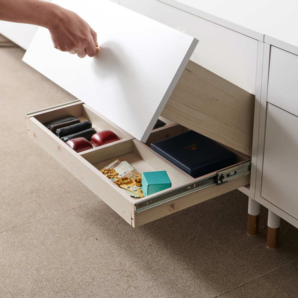 보네드 리브 시크릿 수납 서랍 장식장 TV다이 진열장 티비 거실장 1800