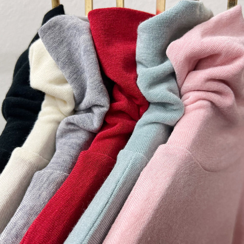 겨울 여성 목폴라 울 이너 폴라티 하이넥 얇은 울 터틀넥 핑크 검정 레드 아이보리 그레이 제품 이미지