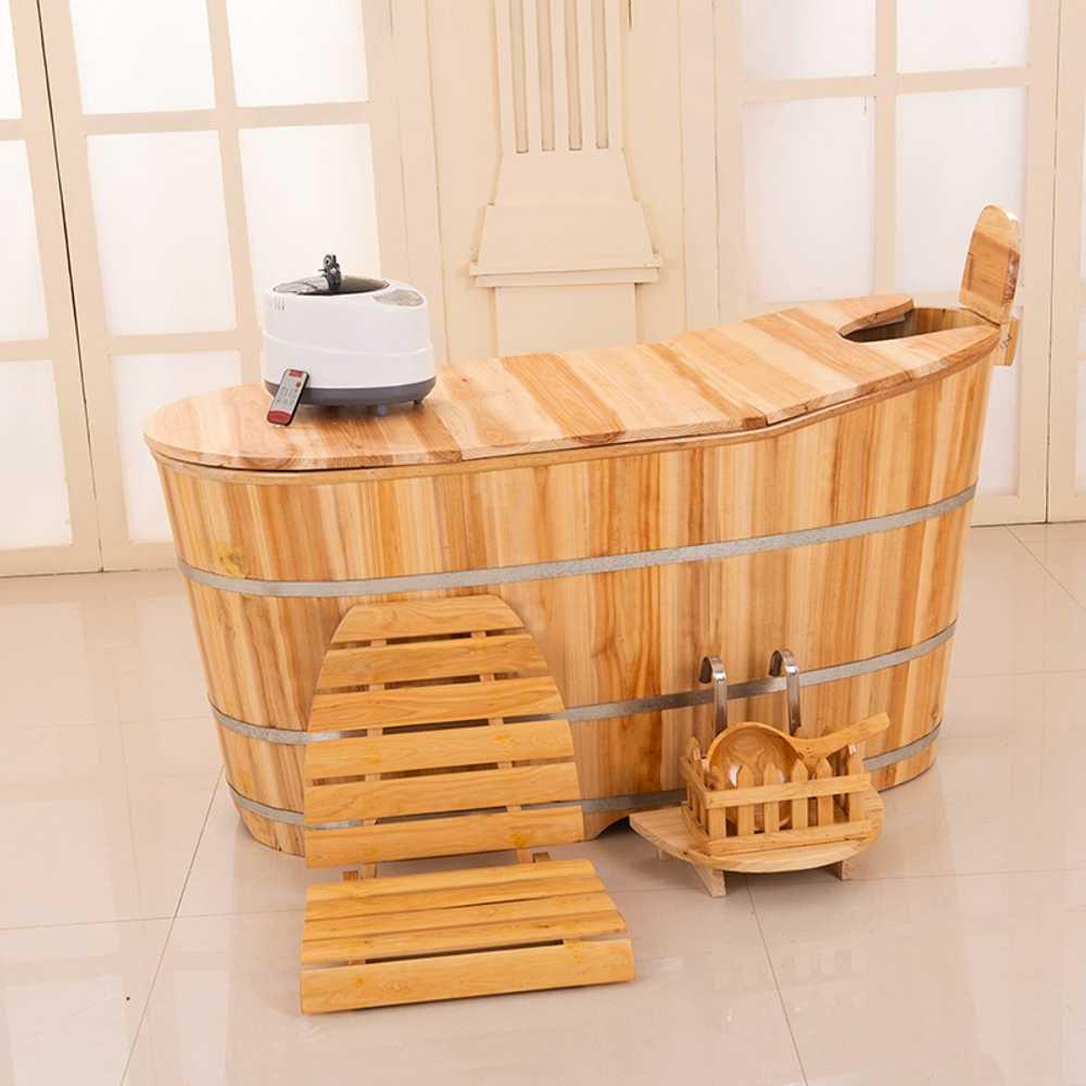 반신욕조 간이욕조 목용통 대형 나무통 통나무 길이 100cmx폭 60x높이 65cm - 상품 이미지