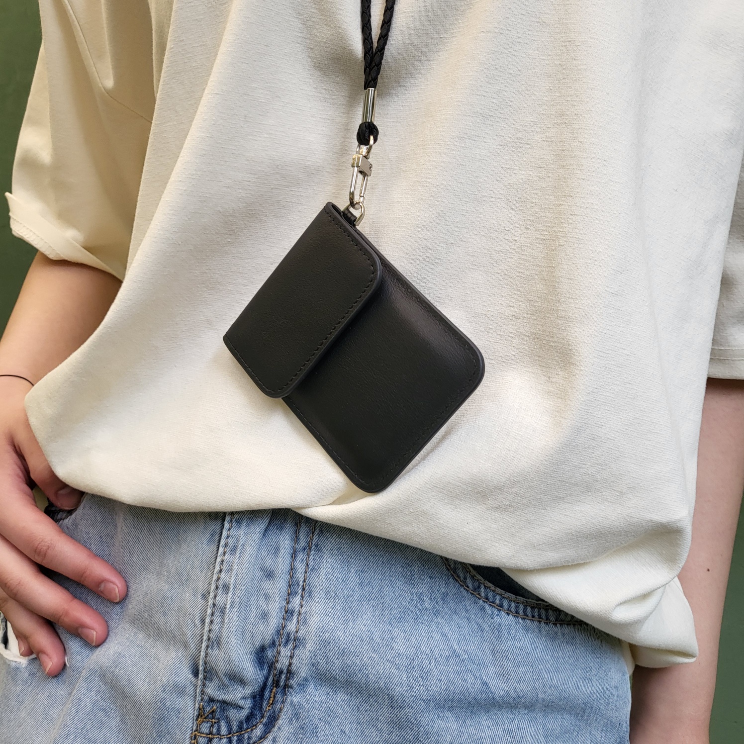 슬림형 가죽 교통 카드 지갑 목걸이 홀더 중복인식방지특허 (BRO-10)