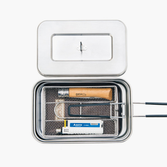 탑앤탑 메스틴 손잡이 사각반합 찜망 세트 스테인레스 경량 캠핑 반합 백패킹