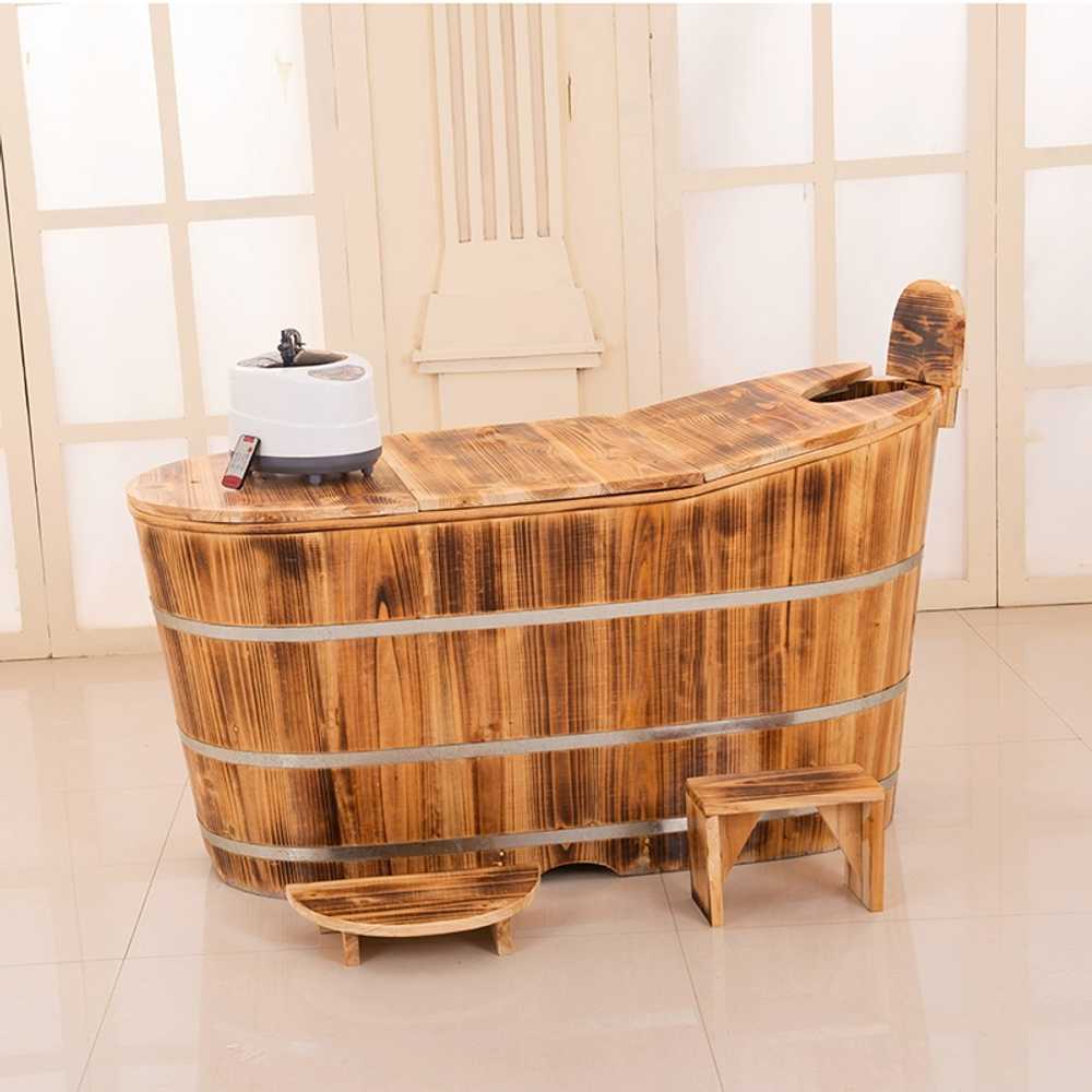 반신욕조 간이욕조 목용통 대형 나무통 통나무 길이 100cmx폭 60x높이 65cm - 상세 이미지 2
