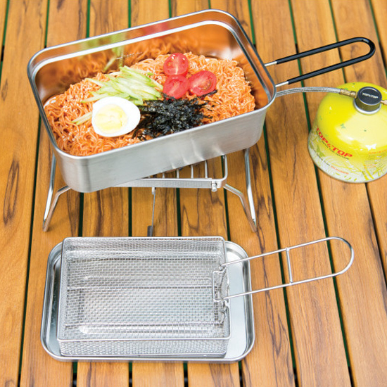 탑앤탑 메스틴 손잡이 사각반합 찜망 세트 스테인레스 경량 캠핑 반합 백패킹